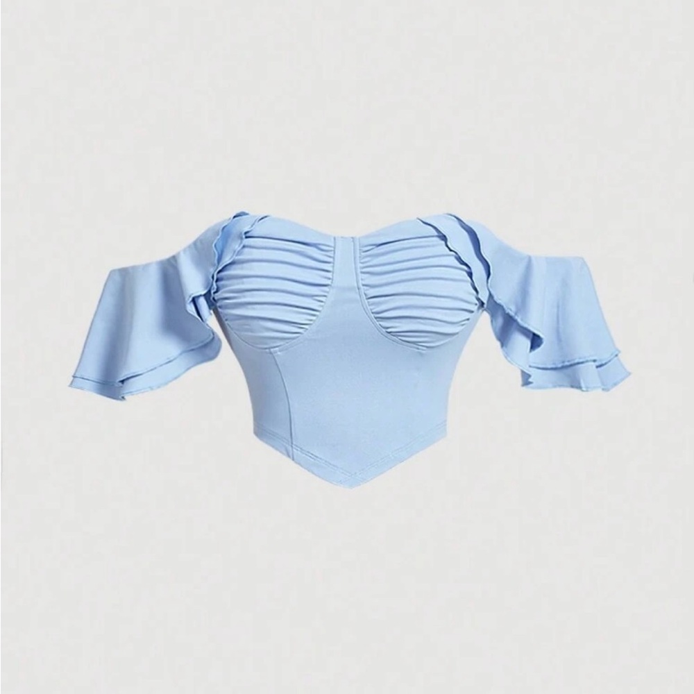 Light Blue Off Shoulder Top
